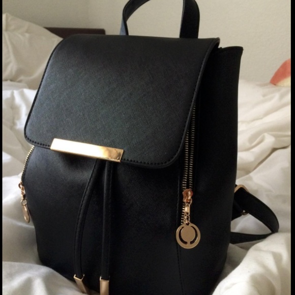 Women's Black PU Leather Backpack Travel bag Girls - Picture 5 of 5